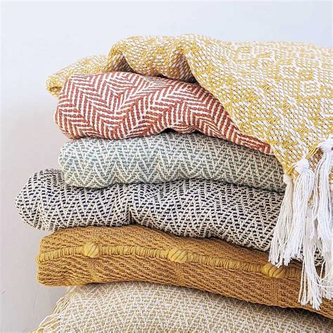 Herringbone Throw Blankets Jasper Woven Cotton Fringed Sofa Bed Throws