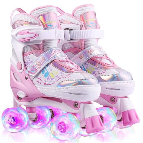 Buy ANCHEER Adjustable Pink Roller Skates For Girls And Babes Size Adjustable Quad Roller Skates