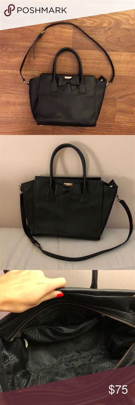 kate spade black bow tote bag with shoulder strap bags kate spade black black bow