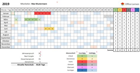 Jahresplaner , , für excel, google etc. Anschreiben Mitarbeiter Urlaubsplanung