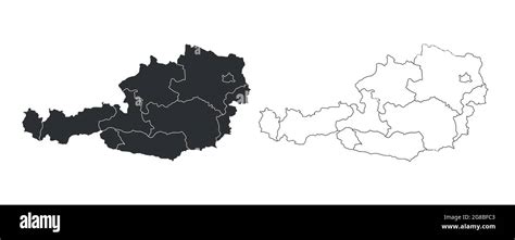 Simple Map Of Austria Vector Drawing Black And White Versions Filled
