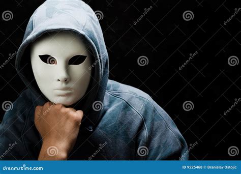 Young Man Wearing White Mask And Hood Stock Photo Image Of Halloween