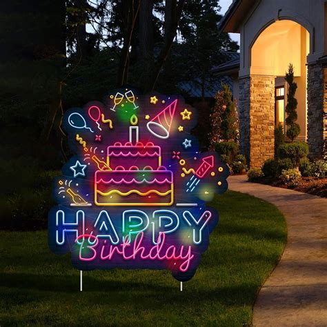 Adxco Happy Birthday Yard Signs With Led Lights Birthday