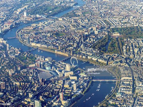 Aerial View Over Westminster And River Thames London England Uk High
