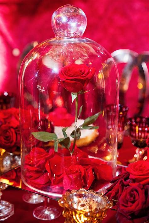 Enchanted Red Rose Wedding Centerpiece Inspired By Beauty