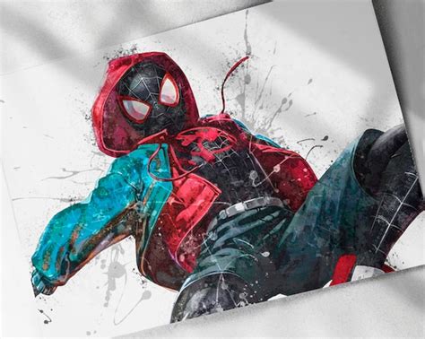 Miles Morales Spiderman Poster Canvas Print Framed Print Etsy