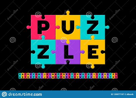 Puzzle Font Stock Vector Illustration Of Childhood 139977197