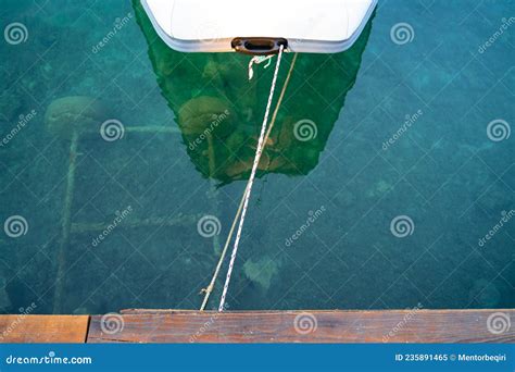 Tied Boat On Jetty In Blue Sea Water Stock Image Image Of Dock Blue