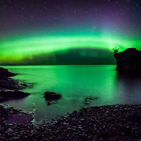 Northern Lights As Seen From Marquette Michigan Great Lakes Michigan