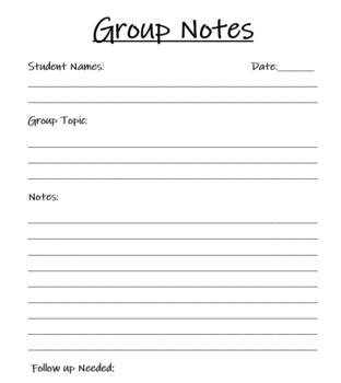 Group Notes Template By Kindness Kingdom TPT