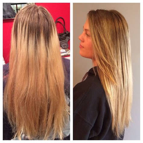 Before And After A Cost Effective Way To Blend In Old Blond To Grown Out Roots Bleached Hair