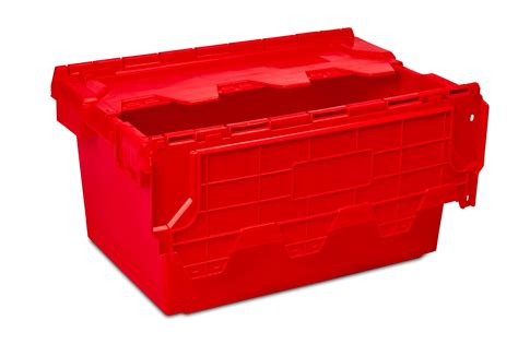 X New Litre Red Not Recycled Plastic Storage Boxes Crates Totes With Lids Industrial