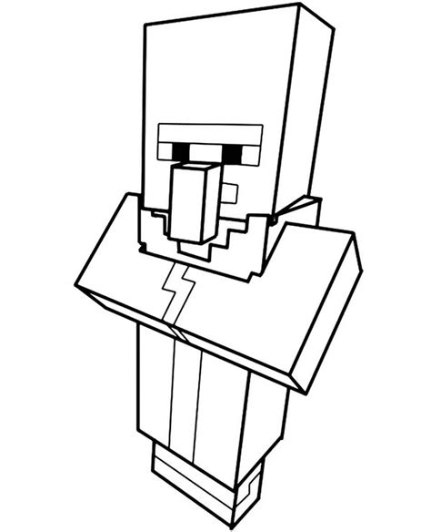Villager In Minecraft Coloring Page to Print and Download