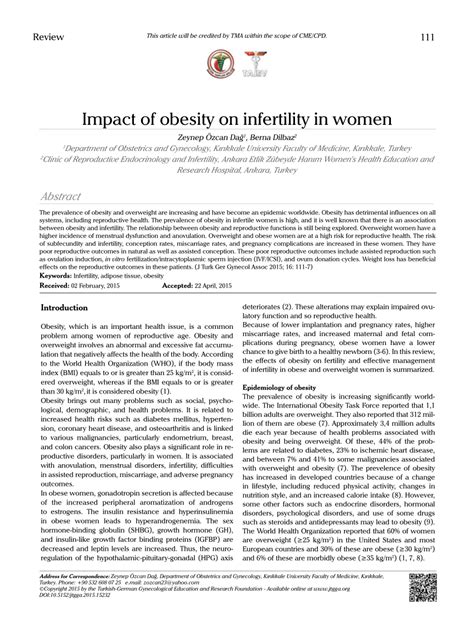 Pdf Impact Of Obesity On Infertility In Women