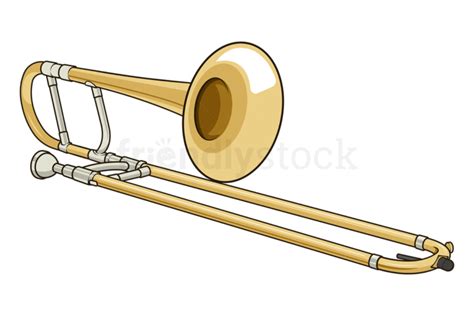 Cartoon Trombone Realistic Vector Illustration Clip Art Image
