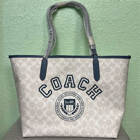 Coach City Tote In Signature Canvas With Varsity Motif Grailed