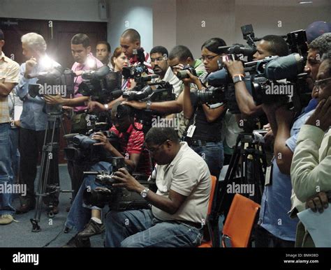 Dominican Republic Press Corps At A Press Conference Santo Domingo Dominican Republic Stock