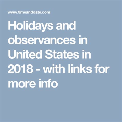 Holidays And Observances In United States In 2018 With Links For More