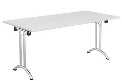 White Folding Rectangular Table Chrome Steel Frame Four Sizes Avon