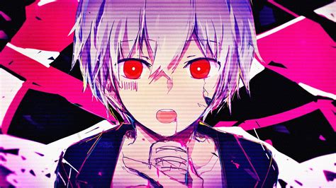 Wallpaper Anime Boy Red Eyes Face Portrait Short Hair Glitch