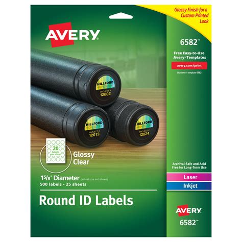 Avery 1 58” Round Id Labels Glossy Clear 500 Labels 6582 Walmart
