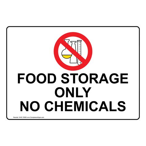 Food Prep Kitchen Safety Sign Food Storage Only No Chemicals