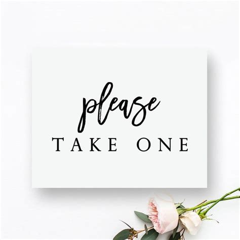 Printable Please Take One Sign Favor Table Sign Please