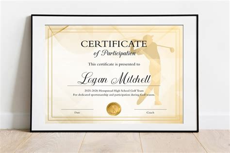 Editable Golf Certificate Template For Boys Diy Golf Etsy