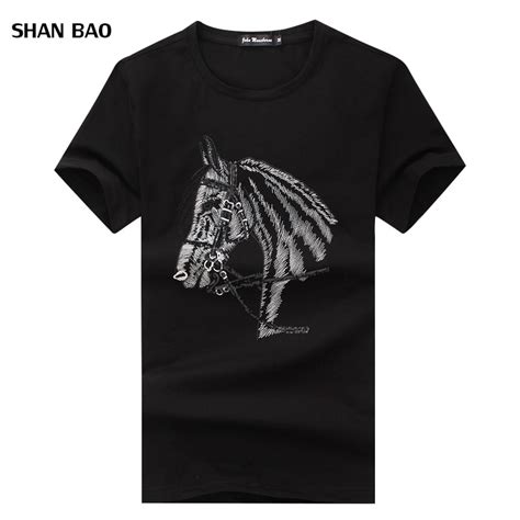 2018 Summer New Brand Mens T Shirts Fashion Horse Head Embroidery