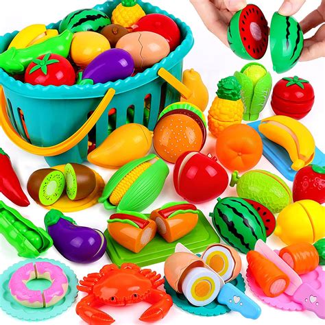 Ocato 70pcs Cutting Play Food Set For Kids Kitchen Toys