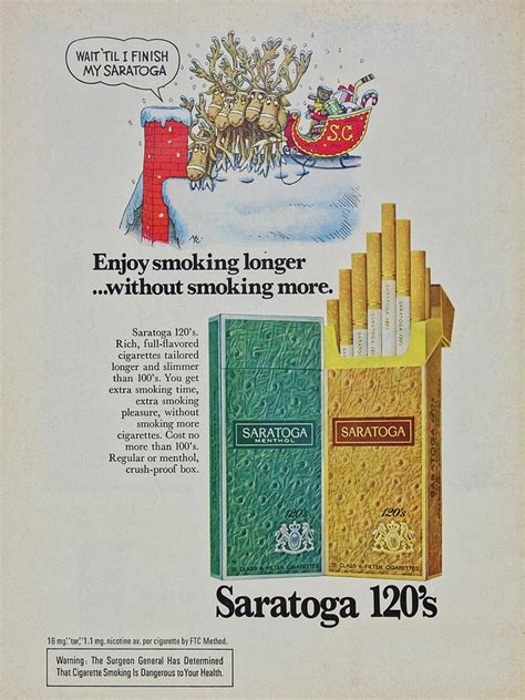 Vintage 1975 Saratoga 120s Cigarette Advertisement Photograph By