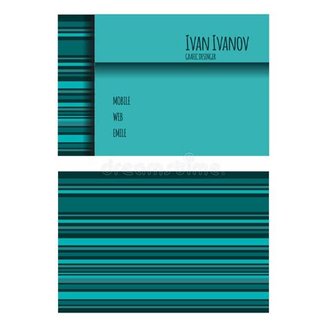 Template Of Business Card In Blue Tones With Stripes Stock Vector