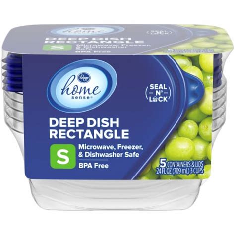 Kroger® Small Deep Dish Storage Containers 5 Pack Clearblue 24 Fl