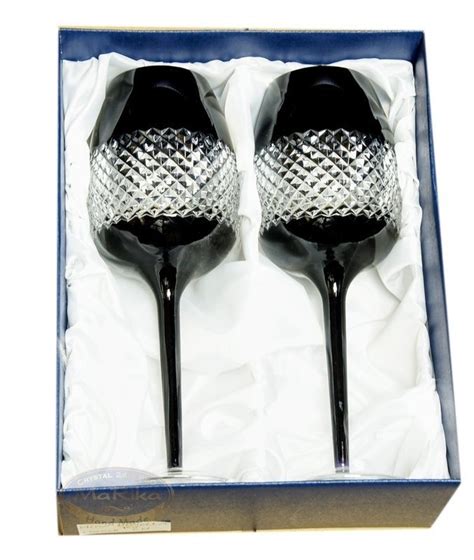 Black Crystal Wine Glasses 2 Pcs Ts For Her Ts For Him Ts Business Ts