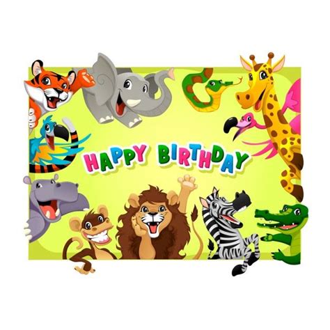 Free Vector Birthday Card With Cute Animals