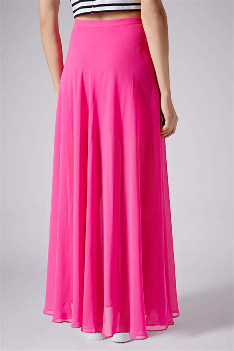 Topshop Pink Chiffon Maxi Skirt In Pink Lyst