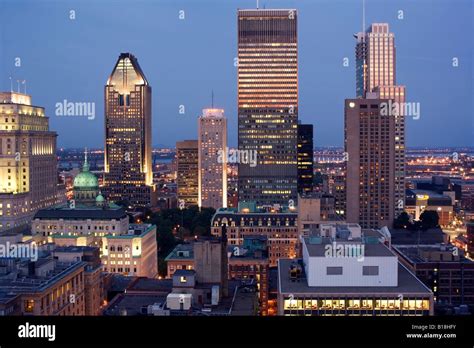 View Of Downtown Montreal At Night Quebec Canada Stock Photo Alamy