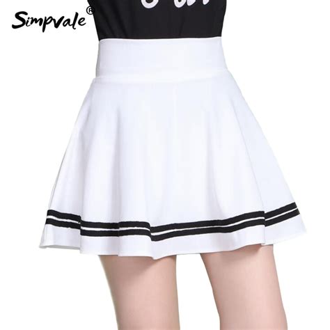 Simpvale Sweet Pleated Mini Skirts Women Preppy High Waist A Line Skirt