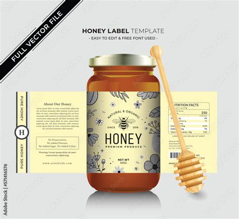Vetor De Honey Design And Natural Honey Label With Honey Vector New Honey Jar Label Product