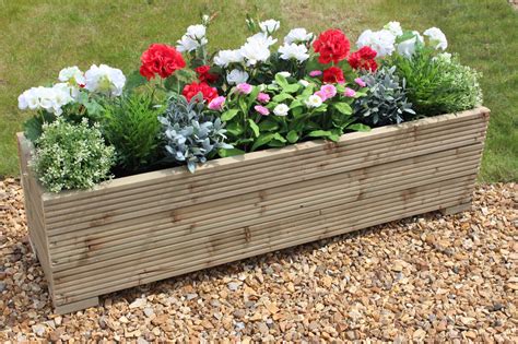Large Wooden Garden Planter Trough 120cm Length Free Lining And Free