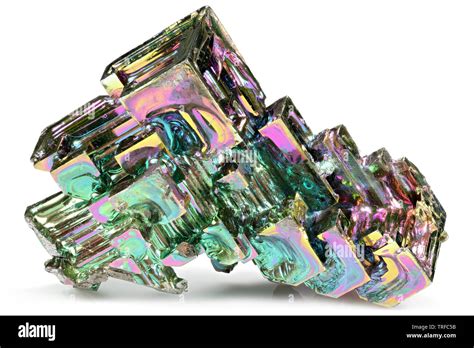 Bismuth Crystal Isolated On White Background Stock Photo Alamy