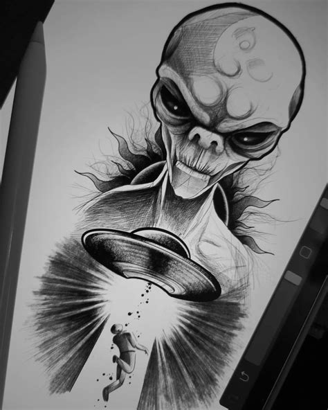 Alien Drawings Space Drawings Dark Art Drawings Tattoo Design