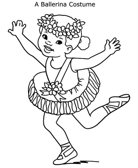 Ballerina Girl Costume Coloring Pages Coloring Sky Ballerina Girl
