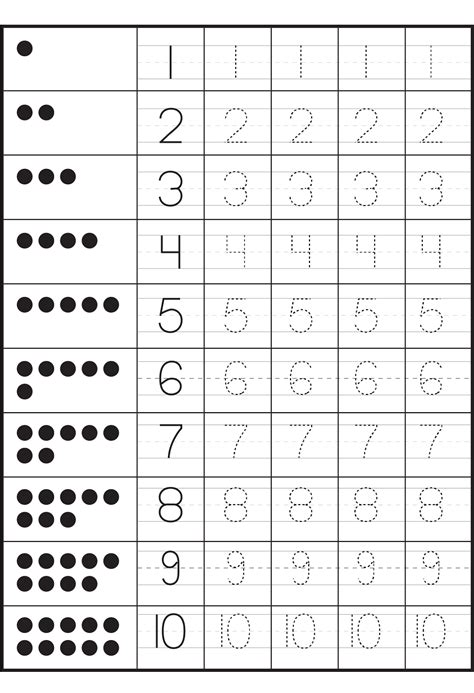 Number Tracing Worksheets Preschool
