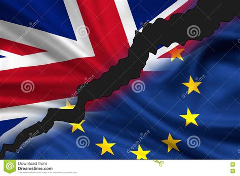 Brexit Divided Flags Of Great Britain And Europe Editorial Photo