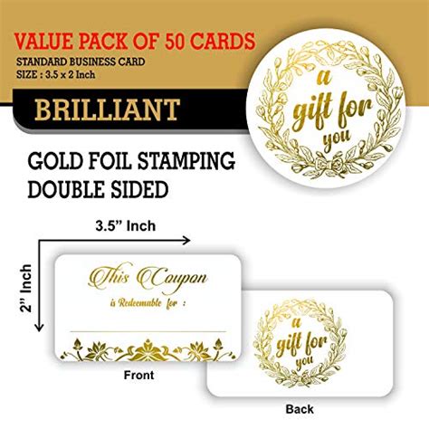 Coupon Cards Gold Foil Stamping X Blank Gift Certificates Redeem Vouchers