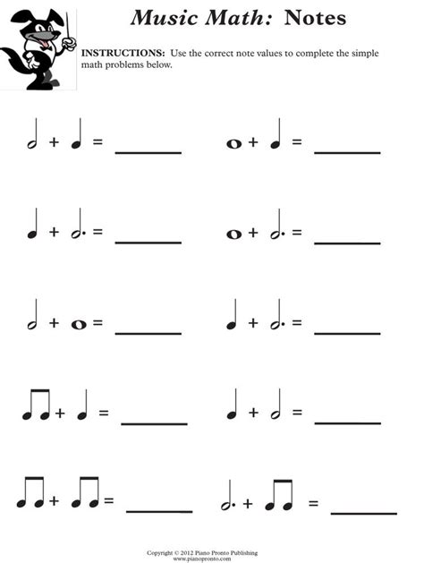 Free Printable Music Math Worksheets