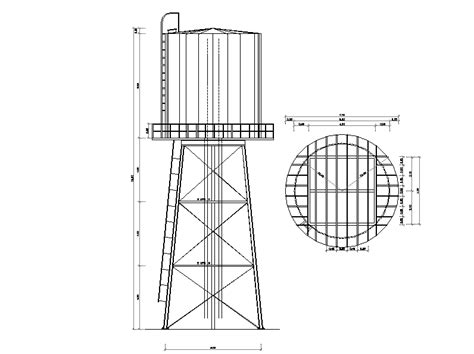 Water Storage And Tank Elevation Dwg File Cadbull