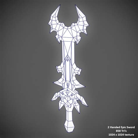 Low Poly Hand Painted Fantasy Epic Game Sword 3d Model