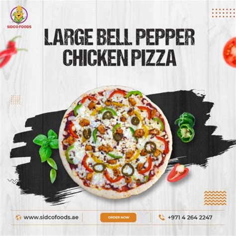 Bell Pepper Chicken Pizza 600 650g Pack Supplier In Dubai Uae Sidco Foods Buy Bell Pepper